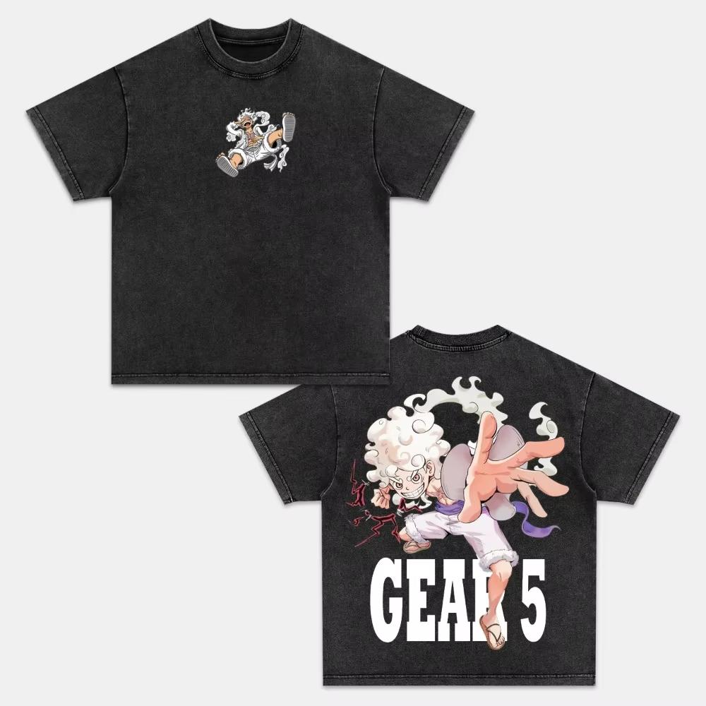 Anime One Piece Zoro Printed Tshirt Mens and Womens Washed Tshirt High Quality Vintage Cotton Tshirt Harajuku Tops