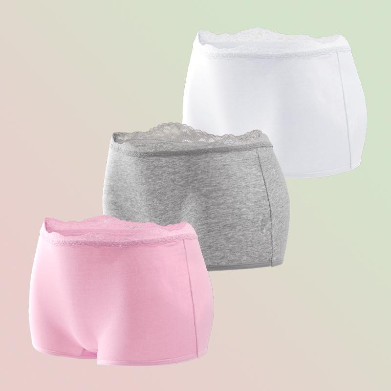 3pcs/set Cotton Boxers Underwear For Women Ladies Sexy Lace Safety Short Pants Seamless Large Size Boyshorts Low Waist Lingerie
