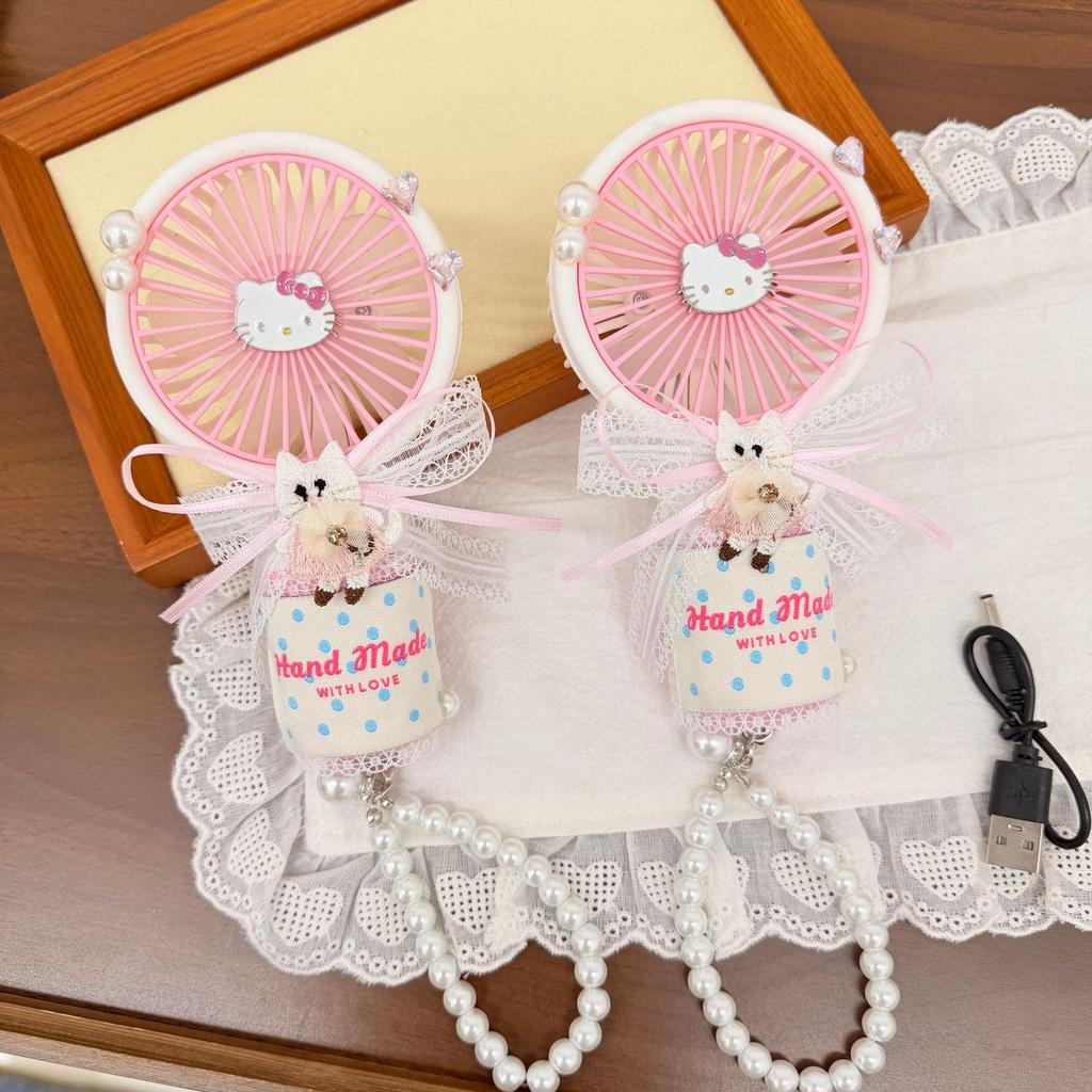 Cute Cat Portable Mini Electric Fan - Girly Heart Handheld Summer Accessory