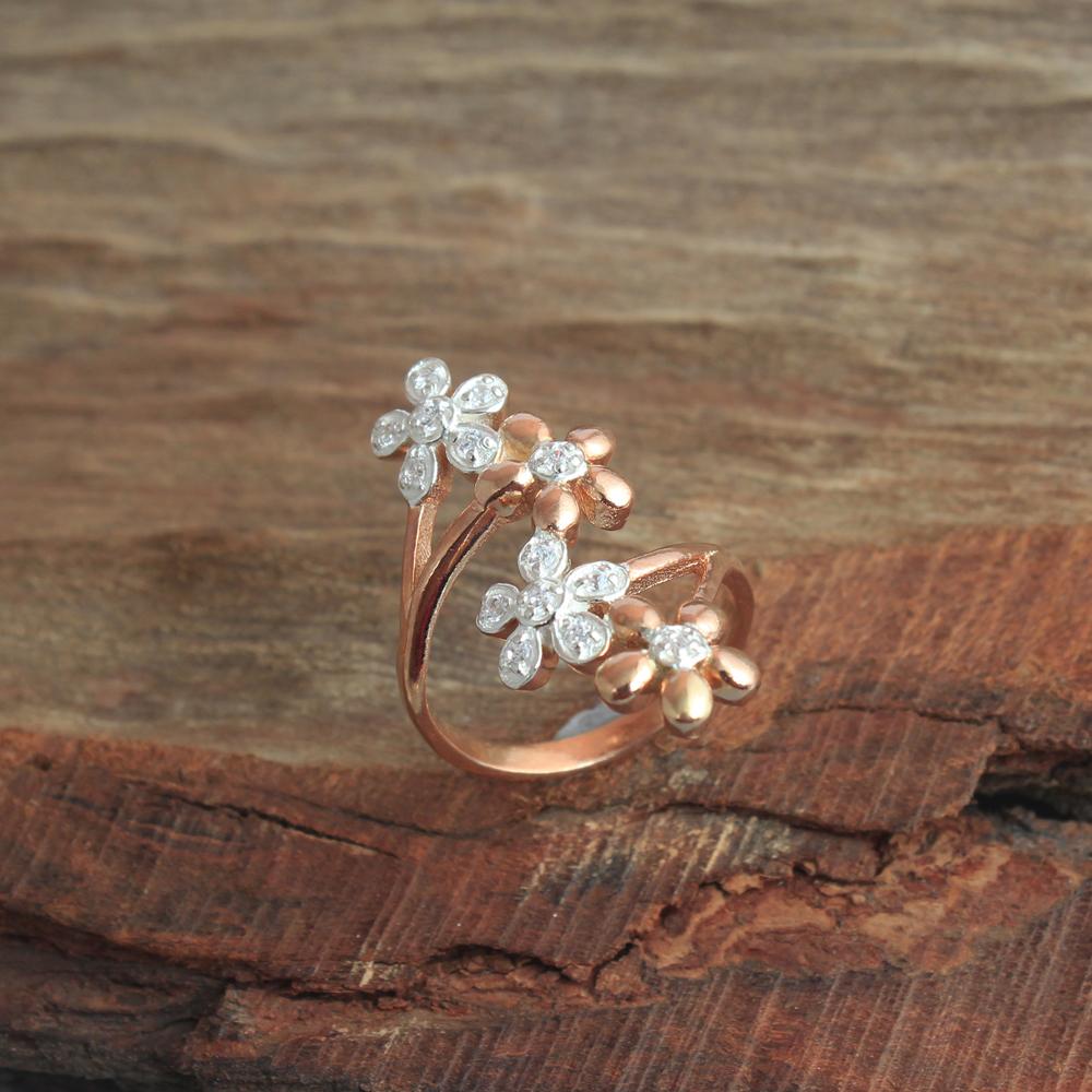 Кубический цирконий с покрытием из розового золота Твердое кольцо из стерлингового серебра 925 пробы Женские украшения