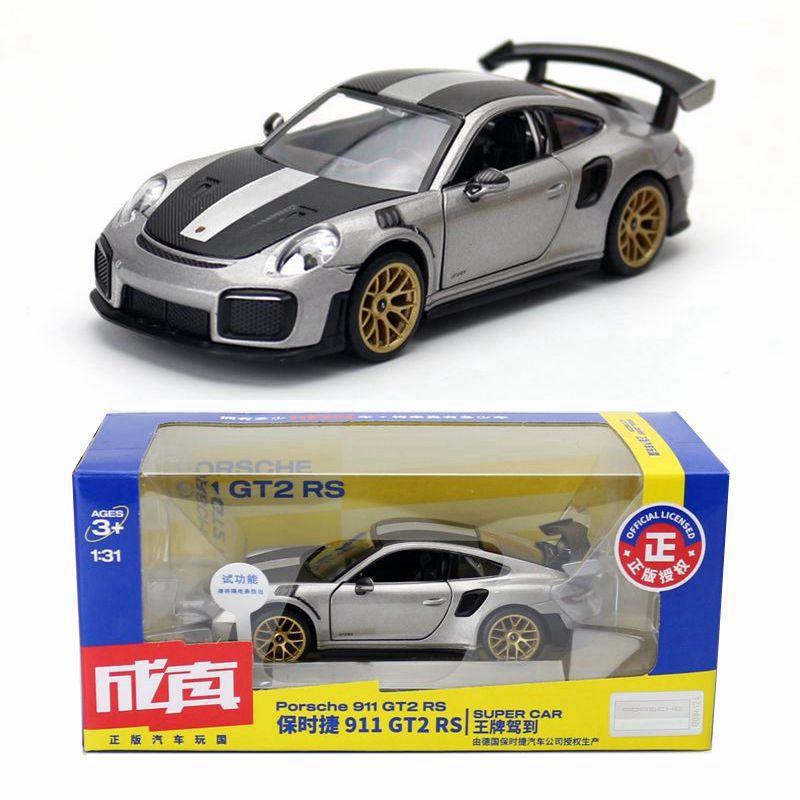 1/32 Scale 911 GT2 RS Diecast Car Model Toy, Pull Back Toy Vehicle with Sound and Light for Kids Toddler Boys Girls Gift Collection