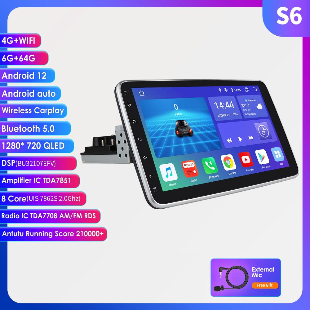 Автомобильная магнитола Hizpo 3G + 32G 10,1 дюйма, вращающаяся на 360°, 1 Din, авторадио, GPS для универсального мультимедийного проигрывателя, стерео, 1DIN, видео, авторадио, головное устройство Carplay, аудио