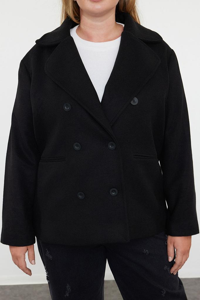 Women's Plus Size Coat Mink Regular Fit Double Breasted Closure Wool Blend Cashmere Coat