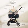 3 In 1 Foldable Pet Stroller for Small Medium Dogs Cats  No-Zip with Detachable Carrier, Push Button, Luxury Pet Gear Stroller