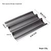Golden Non-stick Baguette Baking Mold with Breathable Multi-hole Design and Rounded Corners.
