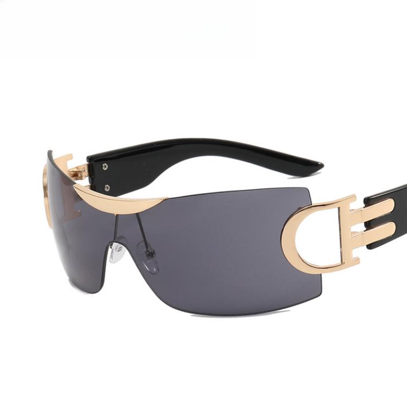 Безрамочные женские солнцезащитные очки Y2K в футуристичном стиле для уличных вечеринок, пляжные аксессуары