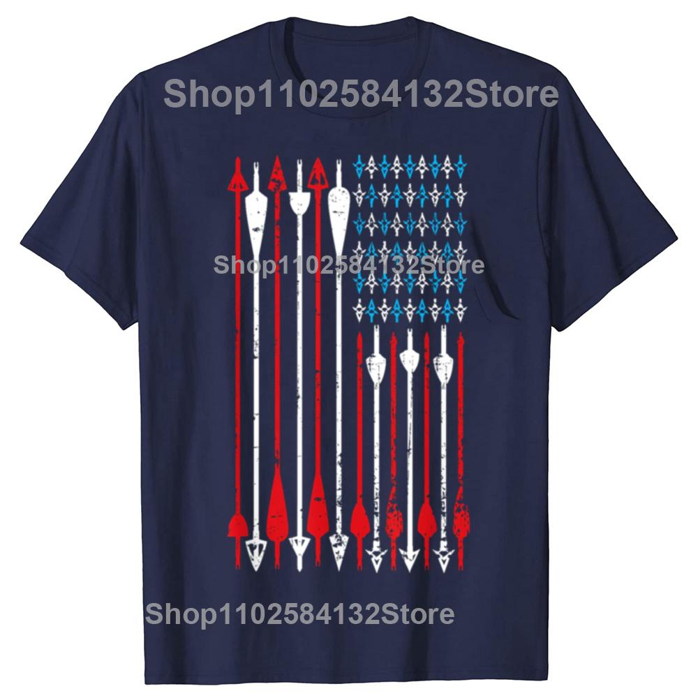Vintage American Flag Archery Bow Hunting Graphic Tshirts Men Womens Fashion Casual Tshirt 100 Cotton Loose Oversized T Shirt