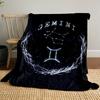 A glowing Gemini zodiac design featuring constellation and symmetrical curves. for all seasons blanket lunch break throw gift