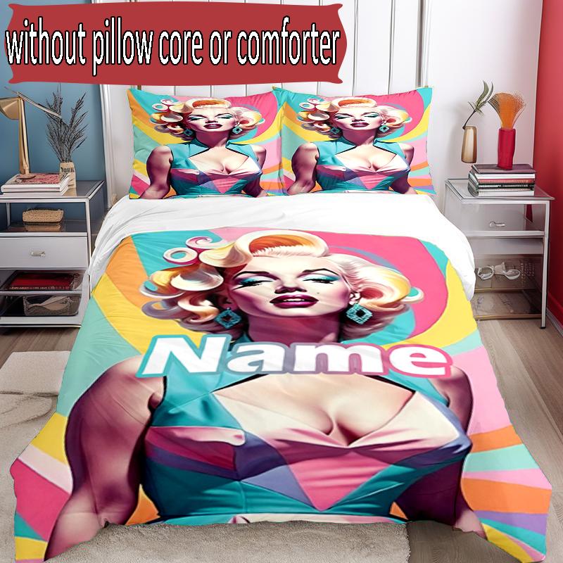 3pcs Duvet Cover Set (1*Duvet Cover + 2*Pillowcase, Without Core), Custom Name Singer Pattern Bedding Set, Home Bedroom Decor Gift