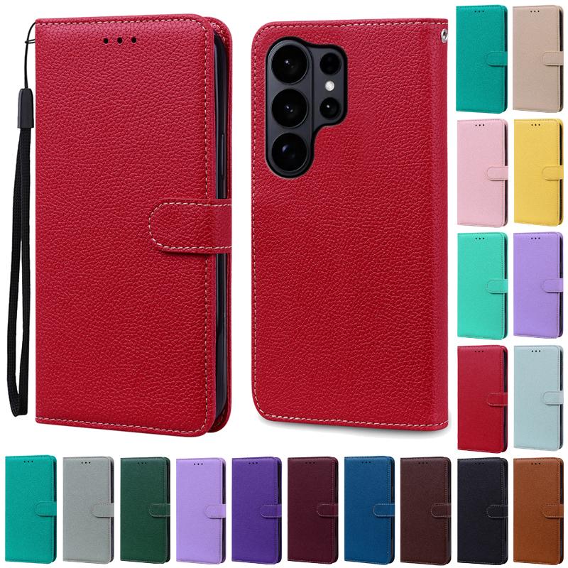 Кошелек Конфетного Цвета Кожаный Флип-кейс Для Samsung Galaxy S26 Ultra Чехол S25 S24 S23 S22 Plus S21 S20 FE S10 Чехол Для Телефона Слот Для Карт Книжка Бампер Сумка
