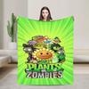 P-Plants-vs-Zombies Video Games Flannel Blanket  Soft Durable Bedding Throws for Outdoor Picnic Print Bedspread Sofa Bed Cover