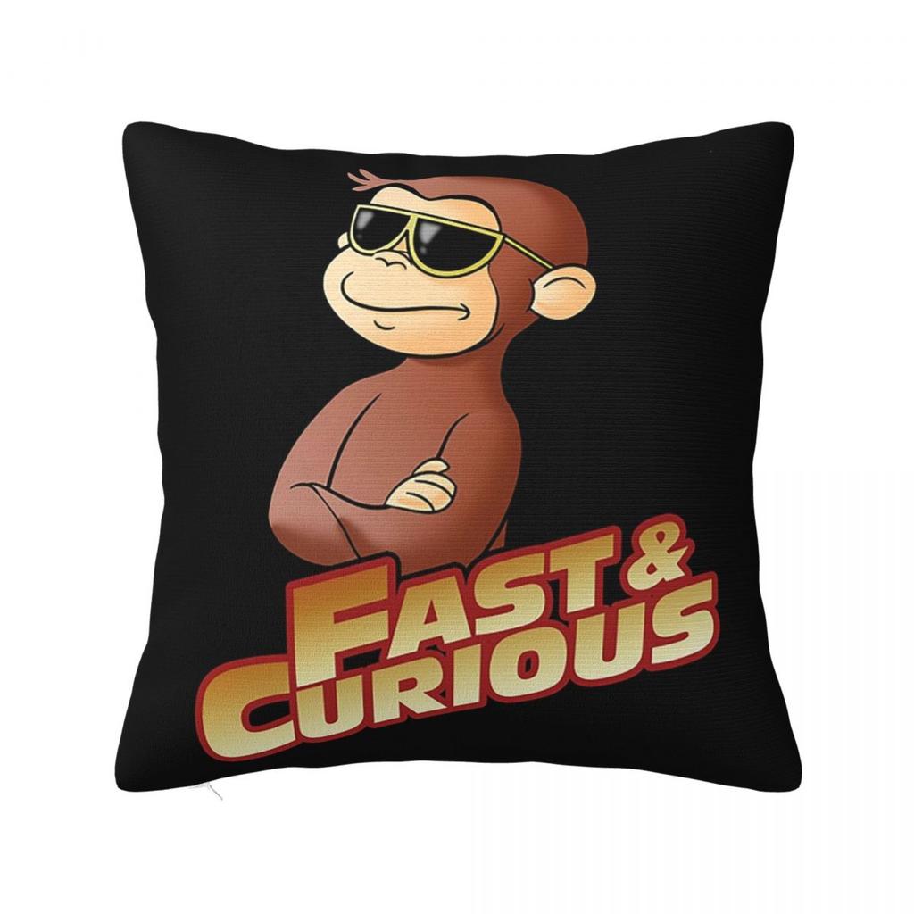 Curious George FAST AND CURIOUS V Square Pillowcase Pillow Cover Cushion Zip Decorative Comfort Throw Pillow for Home Bedroom