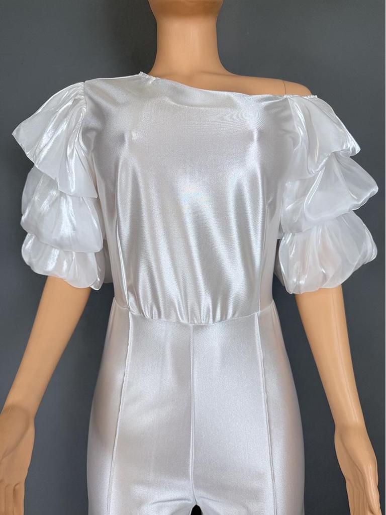 Женский комбинезон с одним плечом и многослойным рукавом, вечернее платье 5813