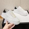 Кожаные белые туфли на толстой подошве, новые весенние женские повседневные универсальные кроссовки с плавной головкой