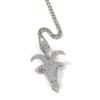 Hip Hop New Copper Inlaid Zircon Goat Animal Shape Men's Pendant Fashion Street Personality Punk Metal Necklace