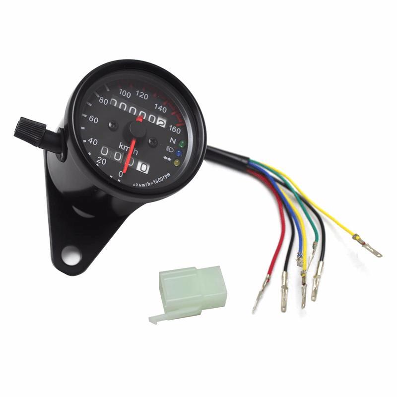 1pcs Universal Motorcycle Speedometer Odometer 12v Dual Speed Meter With Led Indicator
