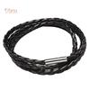 Ювелирные изделия с бриллиантами в стиле ретро для женщин и мужчин, многослойный плетеный кожаный браслет-манжета, браслет