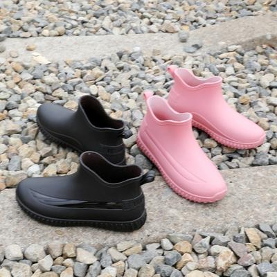 Женские короткие водонепроницаемые туфли для дождя, модные ботинки с низким голенищем и утолщенной подошвой, теплые, износостойкие, нескользящие, для улицы, кухонные туфли