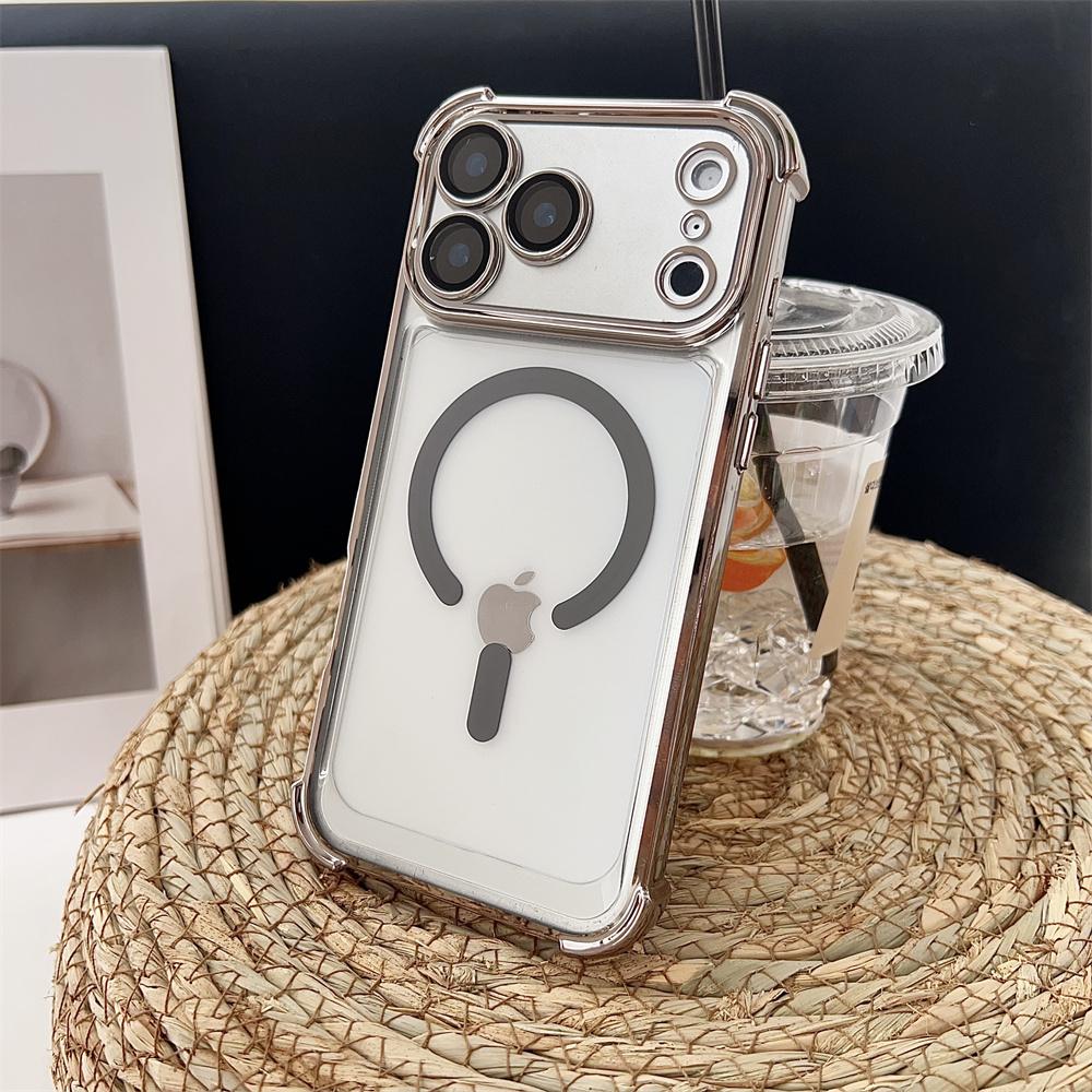 Новый прозрачный ударопрочный магнитный чехол с покрытием для iPhone 17 17 Air 17Pro 17 Pro Max Для беспроводной зарядки Magsafe