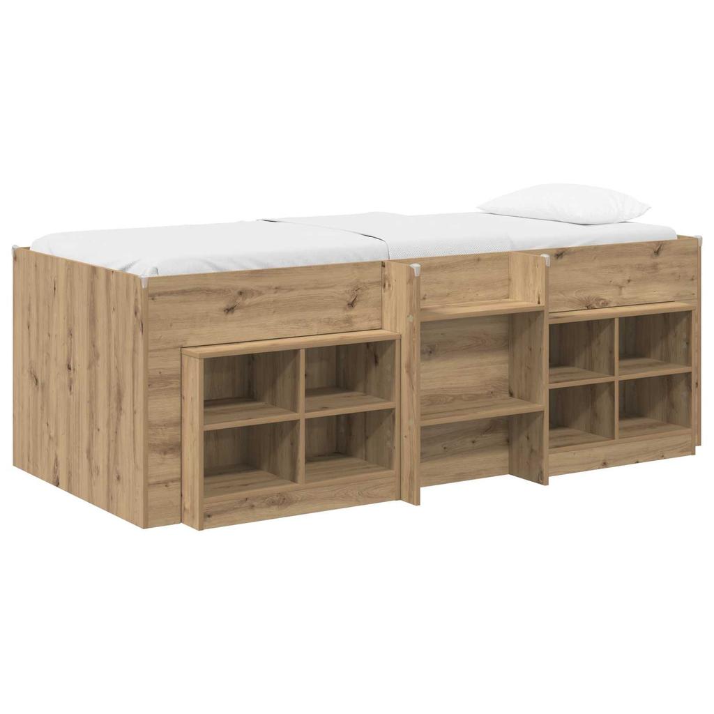 Loft Bed Frame with Wardrobe 3 pcs. Artisan Oak Engineered Wood