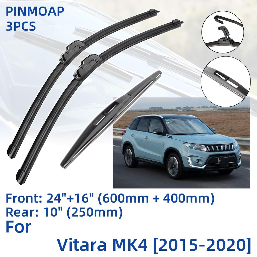 3PCS For SUZUKI Vitara MK4 2015-2020 24" 16" 10" Front Rear Wiper Blades Windshield Windscreen Window Cutter Accessories 2015 2016 2017 2018 2019 2020