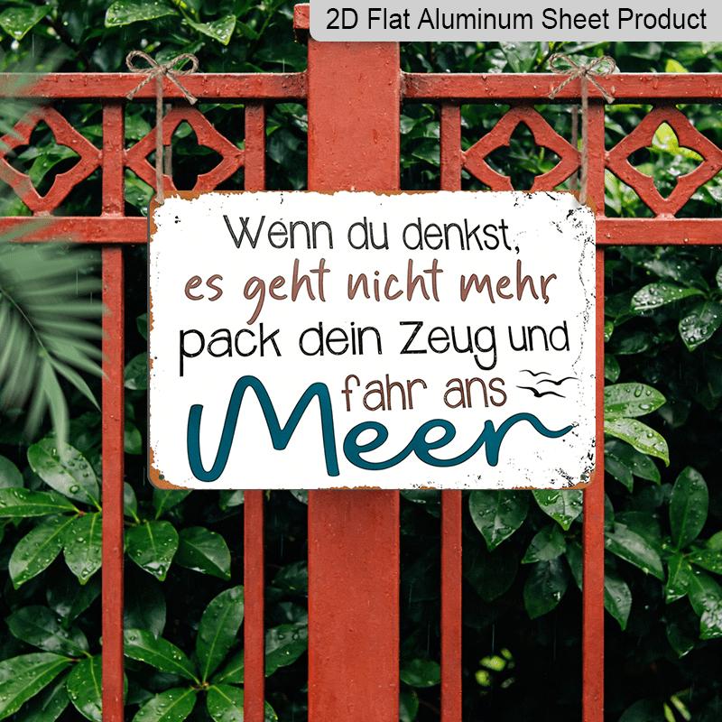 2D Flat, 1pc Vintage Aluminum Wall Art Sign with Inspirational German Quote & Seagull Design - 8.0X12.0 inch Rustic Metal Plaque for Home, Office