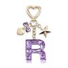 Bling Keychain with Initial Letter Butterfly Star Pink Purple - Cute Gift for Women And Girls Bag Cup Charms Fashion Accessory
