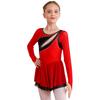 Kids Girls Sparkly Rhinestone Long Sleeve Figure Ice Skating Dress Ballet Modern Lyrical Dance Costume