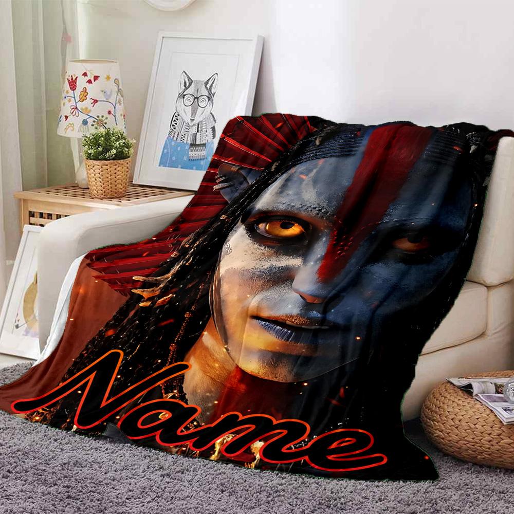 Custom Name Avatar Blue Fantasy Flannel Blanket For Super Soft Cute Comfort Blanket For Travel Bedding Couch Sofa Blanket