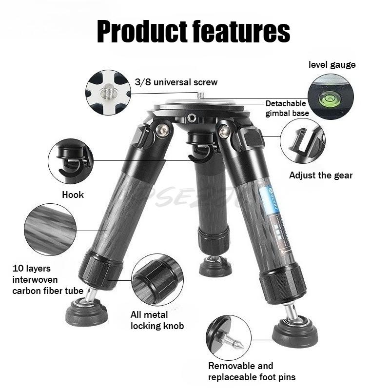 Mini Portable Carbon Fiber Tripod DSLR Camera Photography Stand Desktop Live Streaming Coarse Diameter Tripod