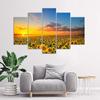 Feeby Five piece picture canvas print, Sunflowers on a meadow