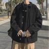 Мужская модная черная джинсовая куртка - свободный крой в корейском и гонконгском стиле, рабочая одежда