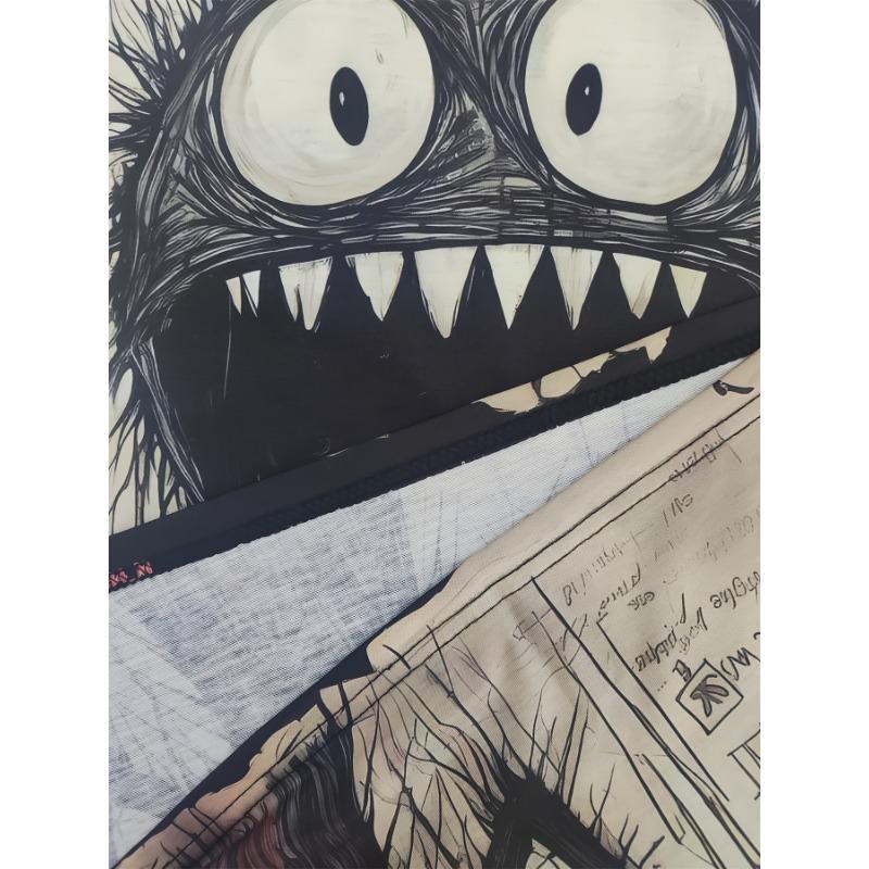 Футболка мужская с короткими рукавами и круглым вырезом Monster Pattern, летняя, для активного отдыха