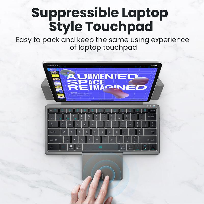 Foldable Bluetooth Keyboard Portable Ipad Keyboard Rechargeable Multi-Purpose Mini Keyboard with Touchpad for Windows Mac