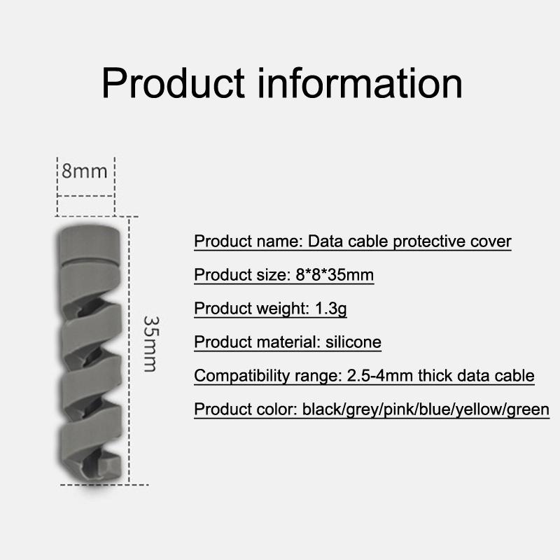 20 шт. Спиральная силиконовая защита для кабеля USB, прочный протектор для шнура, намотчик, предотвращает перегибы, для использования на компьютерном столе