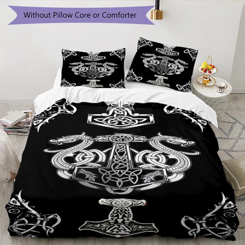 3pcs Viking Bedding Set Duvet Cover Closure Includes 1 Duvet Cover & 2 Pillowcases, Soft and Comfortable for All Seasons.