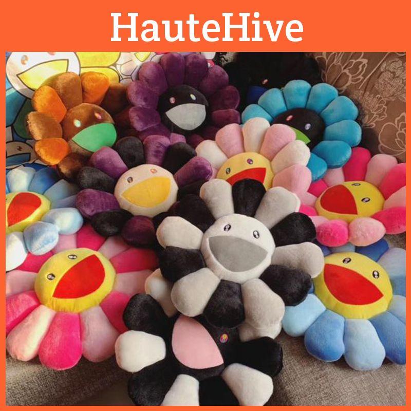 Яркая и красочная 40-сантиметровая плюшевая подушка в виде радужного цветка Такаси Мураками для детей