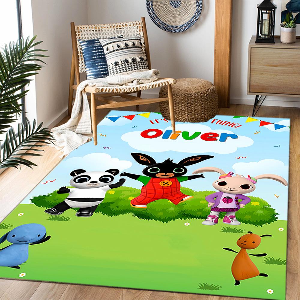 Bing's Colorful Adventure Themed Anti-Slip Rugs - Polyester Home Decor, Suitable for Bedrooms, Living Rooms, Doorways, Studios, and Decorations