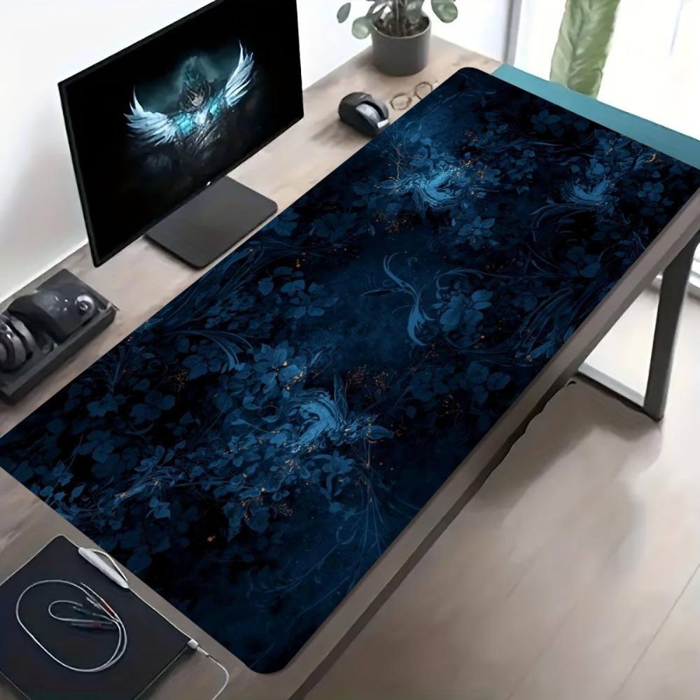 Abstract Blue Watercolor Cloud Large Extended Gaming Mouse Pad Non Slip Desk Surface Ink Texture For Office Gaming