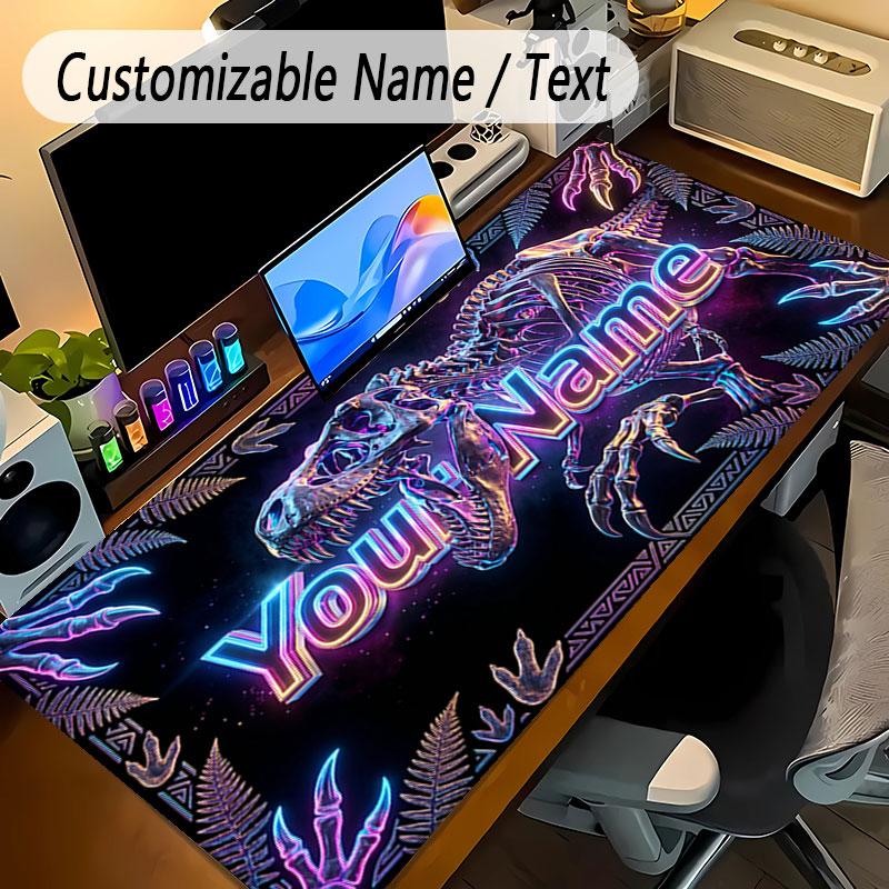Dinosaur Theme Personalized Mouse Pad Custom Name Text Non Slip Desk Pad For Laptop Office Desktop