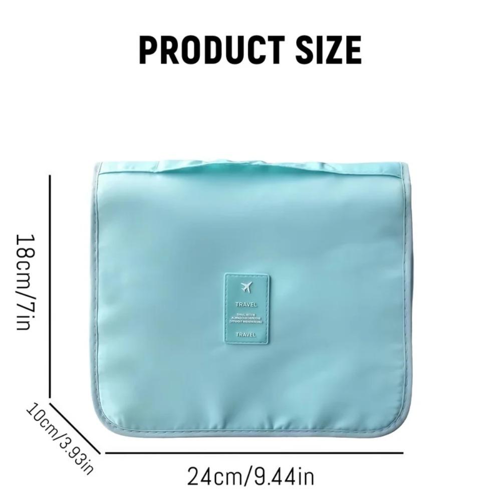 Hanging Toiletry and Makeup Bag for Women – Waterproof Travel Organizer with Hook, Large Capacity, Wet-Dry Separation – Soft Blue
