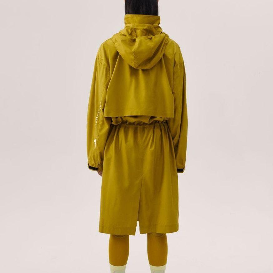 Adidas С принтом логотипа, молнией, капюшоном, свободная, с длинным рукавом, длинная парка, женская верхняя одежда, имбирно-желтая IN3622