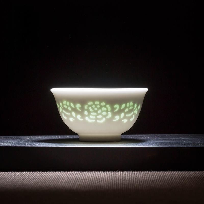 1 шт. Чисто-белый полый изысканный набор для кунг-фу чая, высококлассная чайная чашка, чайная пиала, чайная комната, одинарная чашка мастера, чайная чашка