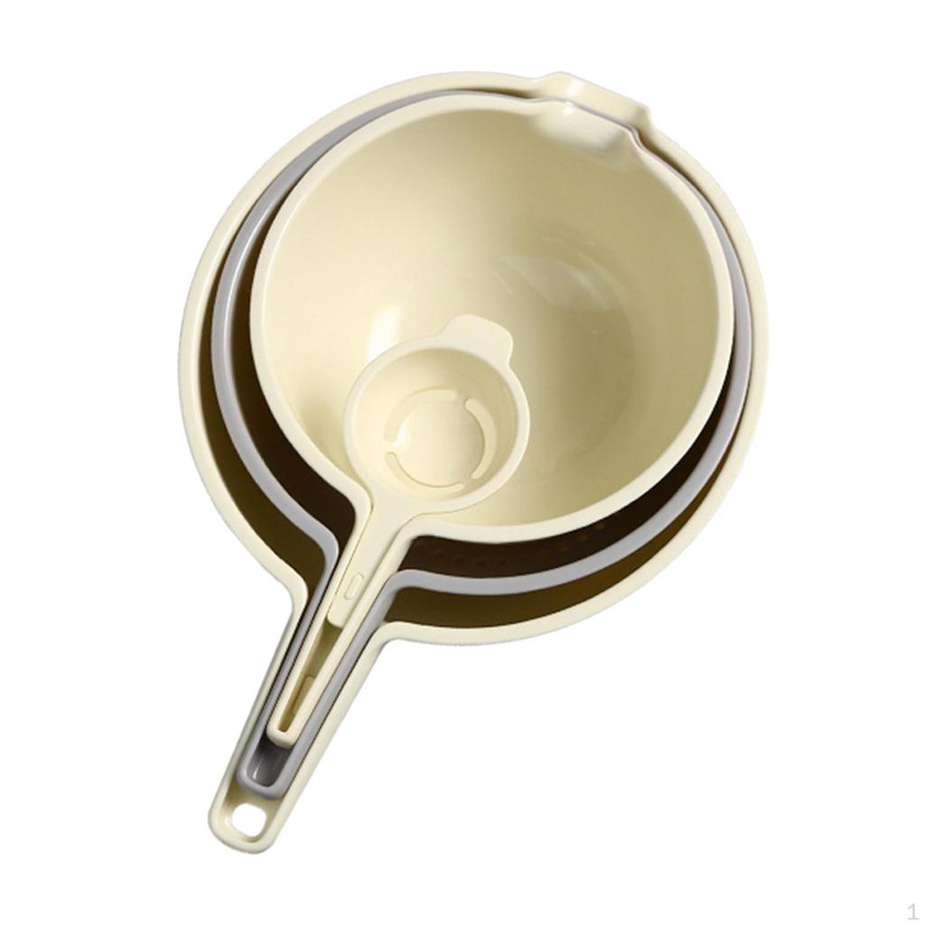 Набор мисок для смешивания Миска для гнездования с ручкой Носик для слива Дуршлаг Корзина для мытья овощей для