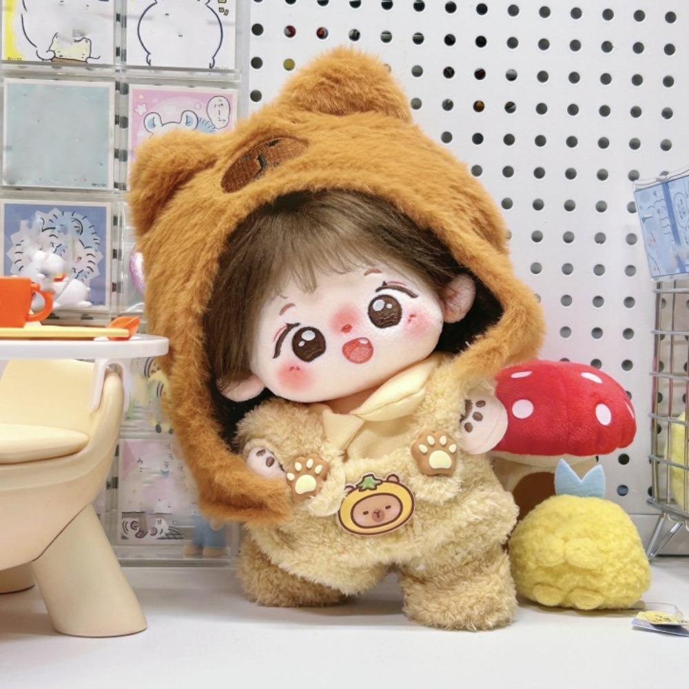 1 set Capybara Hat 20cm Cotton Doll Clothes Strap Pants Plush Doll Clothes  20cm Cotton Doll