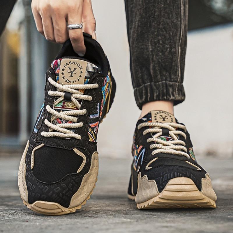 Трансграничные Большие размеры 39-48 Мужские кроссовки Тренд Национальность Водонепроницаемые Удобные Вулканизированные туфли На шнуровке Платформа Повседневная обувь