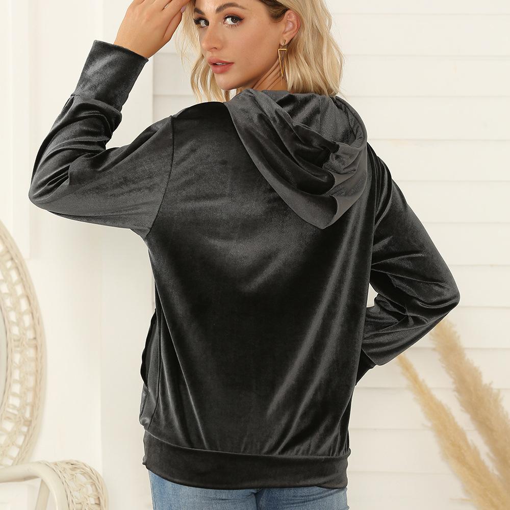 Женская флисовая толстовка, повседневный пуловер, топ с капюшоном