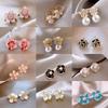 Light Luxury Exquisite Micro-inlaid Zircon Flower Earrings Elegant High-end Pearl Stud Earrings Niche Design Temperament Earrings