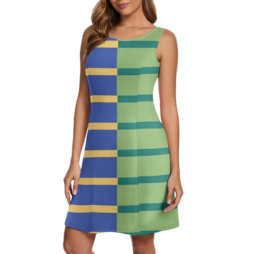 Женские повседневные модные платья-жилеты с полосатым принтом