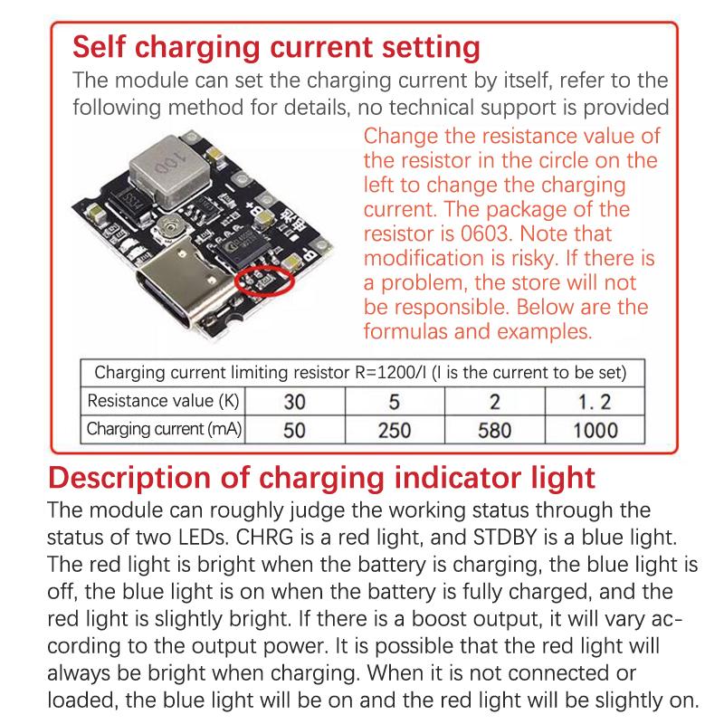 Usb Type-C 2A Lithium Battery Fast Charge Module Lithium Li-Ion 18650 3.7V 4.2V Battery Charger Board Dc-Dc Step Up Boost Module